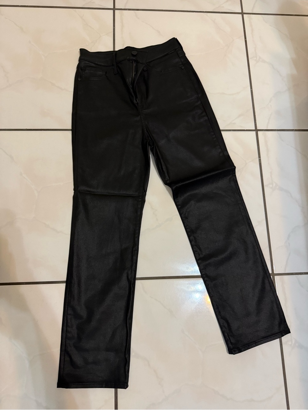 Express Black Faux Leather Straight-Leg Pants